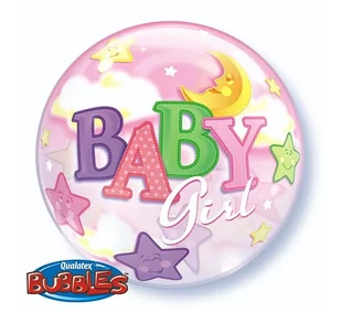 Qualatex Balon foliowy 22" "Baby Girl - Księżyc" 23598 - Baby shower i roczek - miniaturka - grafika 1