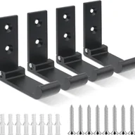 Wieszaki łazienkowe - Zestaw 4 czarnych, aluminiowych, składanych wieszaków ściennych – uchwyt na słuchawki, wieszak na ubrania, wieszak na kurtki, wieszak na ręczniki ze ś - miniaturka - grafika 1