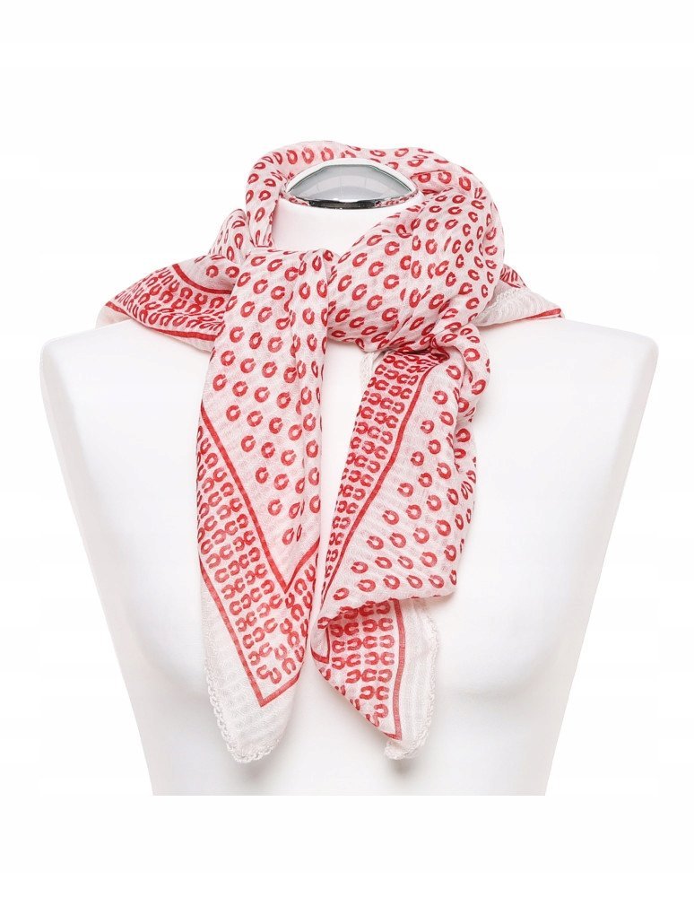 Apaszka Chusta Damska Vintage Retro Delikatna Wiosenna Jesienna Modna Moraj Red