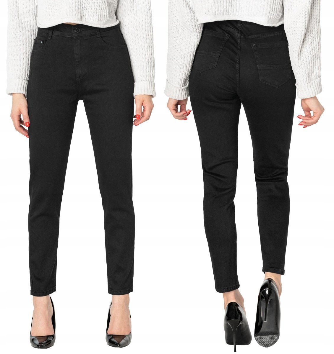 Duże Czarne Jeansy Rurki Spodnie Damskie 2143 W 33