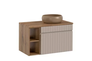 KASZMIROWA Szafka Łazienkowa Z REGAŁEM i UMYWALKĄ 80 cm FREZOWANY FRONT - Szafki łazienkowe - miniaturka - grafika 1