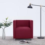 Fotele - vidaXL Fotel kubik, kolor czerwonego wina, poliester - miniaturka - grafika 1