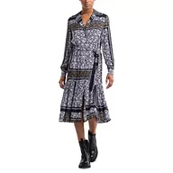 Sukienki - Replay Sukienka damska, 010 White/Black/Military Green, L - miniaturka - grafika 1