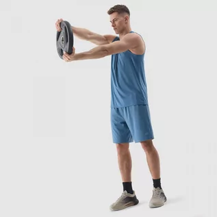 Spodnie sportowe męskie - Męskie spodenki treningowe 4F 4FWSS24TFSHM383 - niebieskie - grafika 1