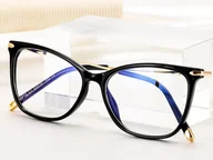 Okulary korekcyjne, oprawki, szkła - SLIM okulary damskie kocie oczy zerówki do komputera BLUE LIGHT 25151 - miniaturka - grafika 1