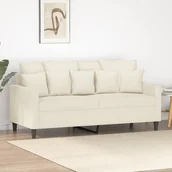 Sofy i kanapy - vidaXL Sofa 2-osobowa, kremowy, 140 cm, tapicerowana aksamitem - miniaturka - grafika 1