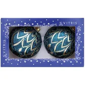 Bombki - Bombka szklana dekor bogaty 10 cm VELVET GREEN 2 szt. - miniaturka - grafika 1