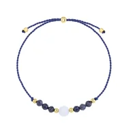 Bransoletki - Bransoletka zodiakalna Panna Szafir i kamień księżycowy na sznurku - miniaturka - grafika 1