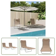 Leżaki ogrodowe - The Living Store Składane leżaki - 2 szt. - kolor taupe - Textilene i stal - Leżak Ogrodowy - miniaturka - grafika 1