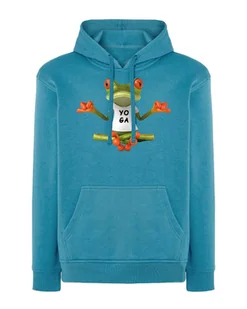 Bluza z kapturem z nadrukiem Żaba Joga Zen Hobby Niebieska L - Bluzy męskie - miniaturka - grafika 1