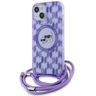 Etui i futerały do telefonów - Etui Karl Lagerfeld IML Crossbody Monogram Karl & Choupette Head MagSafe na iPhone 15 / 14 / 13 - fioletowe - miniaturka - grafika 1