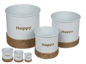 Donice - Zestaw doniczek z dekoracją jutową OUT OF THE BLUE Happy, 3 szt. - miniaturka - grafika 1
