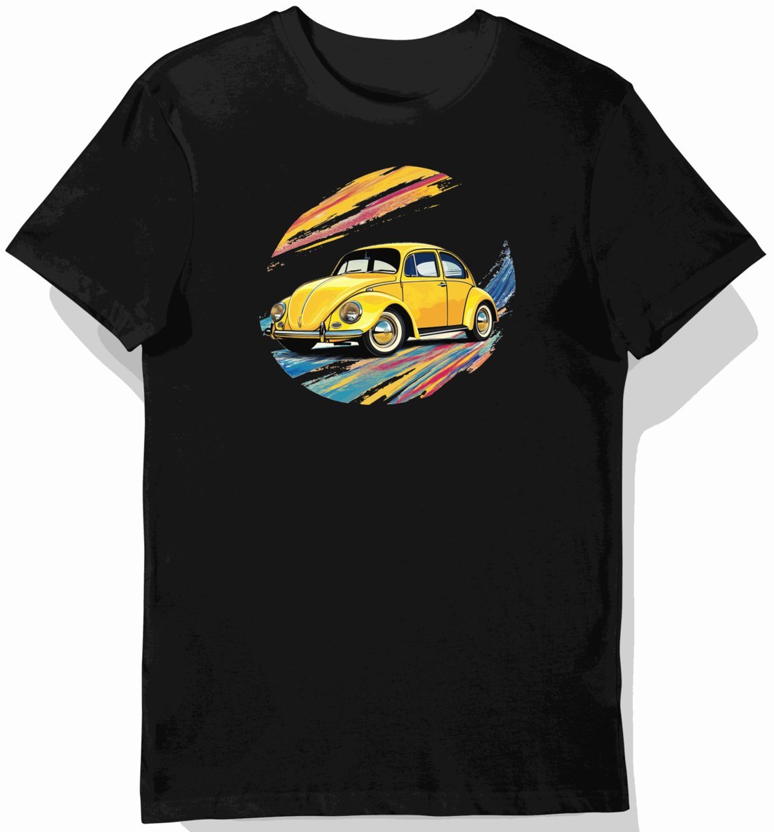 Koszulka męska czarna z Klasycznym Samochodem i Słońcem XL