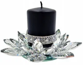Świeczniki - ŚWIECZNIK LAMPION GLAMOUR KRYSZTAŁ LOTOS L srebrny JZ22752D - miniaturka - grafika 1