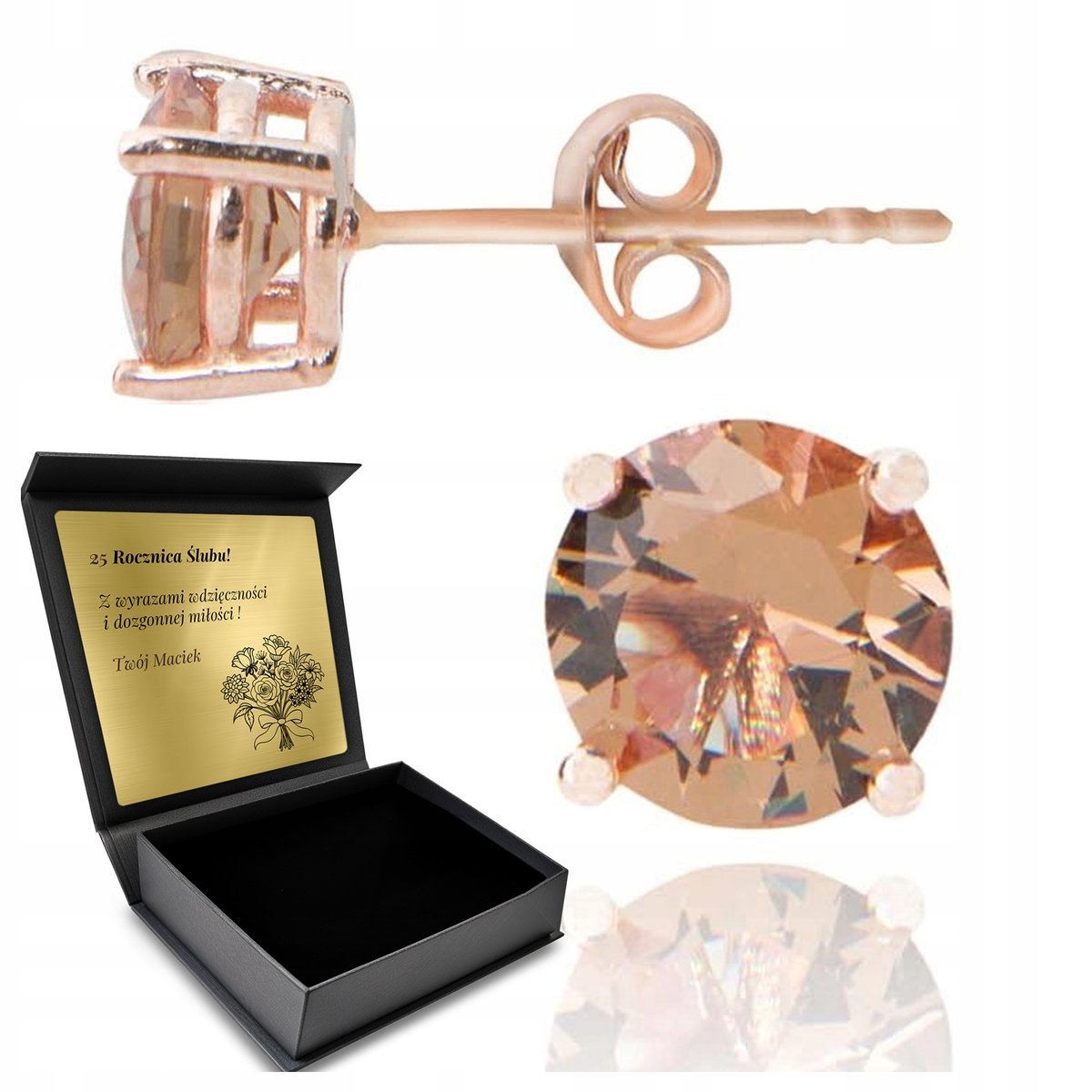 Kolczyki Pozłacane Z Zultanitem Subtelne Okrągłe Dziewczęce Unikalne Grawer