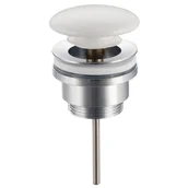 Korki do umywalek - Korek umywalkowy mosiężny Klik Klak model D uniwersalny do umywalki 1/4 cala biały z ceramiczną główką - miniaturka - grafika 1