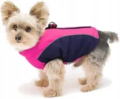 Ubranka dla psów - Kurtka dla psa zimowa z podszewką polarową odblaskowa różowo granatowa r.12 - miniaturka - grafika 1