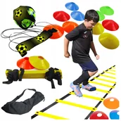 Piłka nożna - ZESTAW 13w1 PIŁKARSKI DRABINKA KOORDYNACYJNA PACHOŁKI TRENAŻER TRENER PODAŃ - miniaturka - grafika 1
