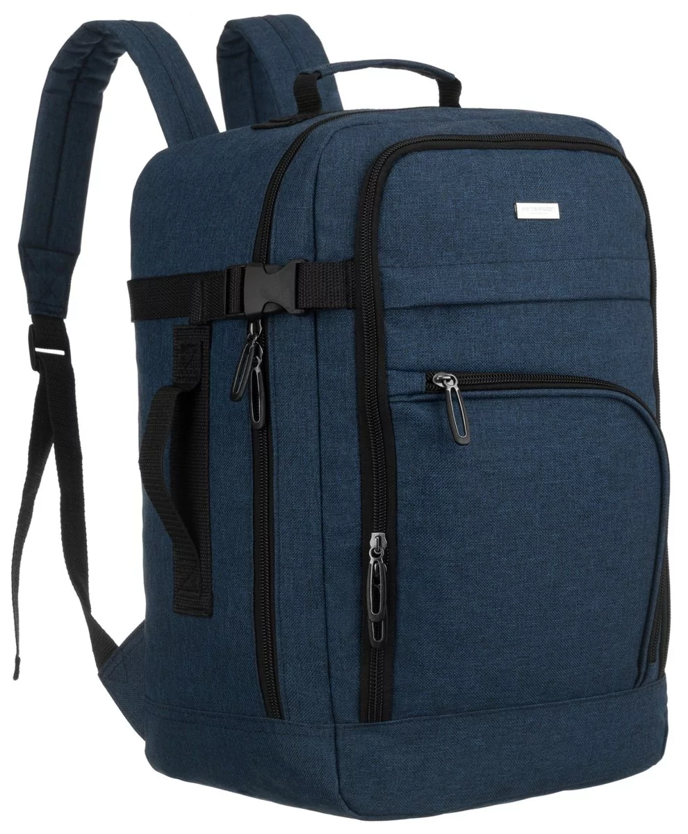 Plecak podróżny granatowy PETERSON bagaż podręczny torba 40x25x20 dla RYANAIR WIZZAIR
