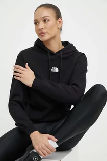 Bluzy damskie - The North Face bluza bawełniana damska kolor czarny z kapturem gładka NF0A87DGJK31 - grafika 1