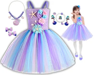 Strój Sukienka Mała Syrenka Arielka Spódniczka Tutu Tiulowa 128 134 Cm - Stroje karnawałowe - miniaturka - grafika 1