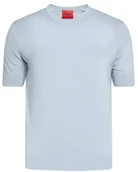 Swetry męskie - Sweter męski z krótkim rękawem HUGO BOSS dzianinowy elegancki cienki r. S - miniaturka - grafika 1