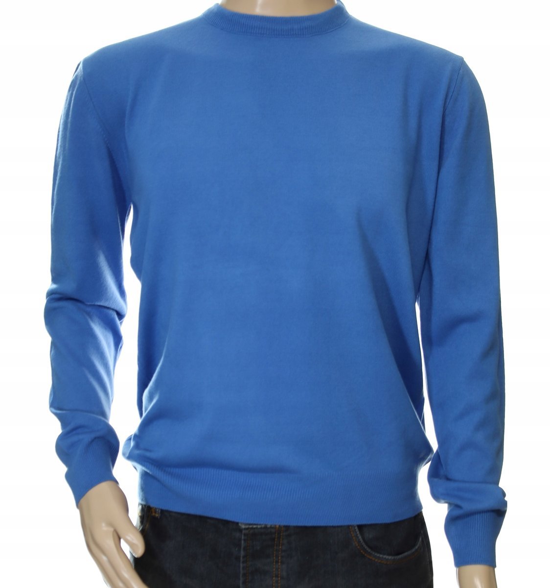 Sweter męski z kaszmiru i wełny merynosów okrągły pod szyję L kaszmirowy