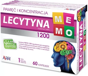 AVEC PHARMA SP. Z O.O. Lecytyna Memo 1200 pamięć i koncentracja 60 kapsułek 8906801 - Układ nerwowy - miniaturka - grafika 1