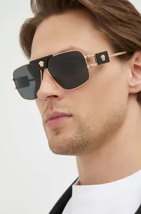Versace okulary przeciwsłoneczne męskie kolor złoty - Okulary przeciwsłoneczne - miniaturka - grafika 1