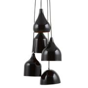 Lampy sufitowe - Beliani Lampa wisząca czarna 5 kloszy SAVIO - miniaturka - grafika 1