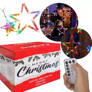 Girlanda Kurtyna Led Gwiazdy Wiszące Lampki 3M Multi Gl2005 - Oświetlenie świąteczne Girlanda Kurtyna Led Gwiazdy Wiszące Lampki 3M Multi Gl2005 - Oświetlenie świąteczne - miniaturka - grafika 1