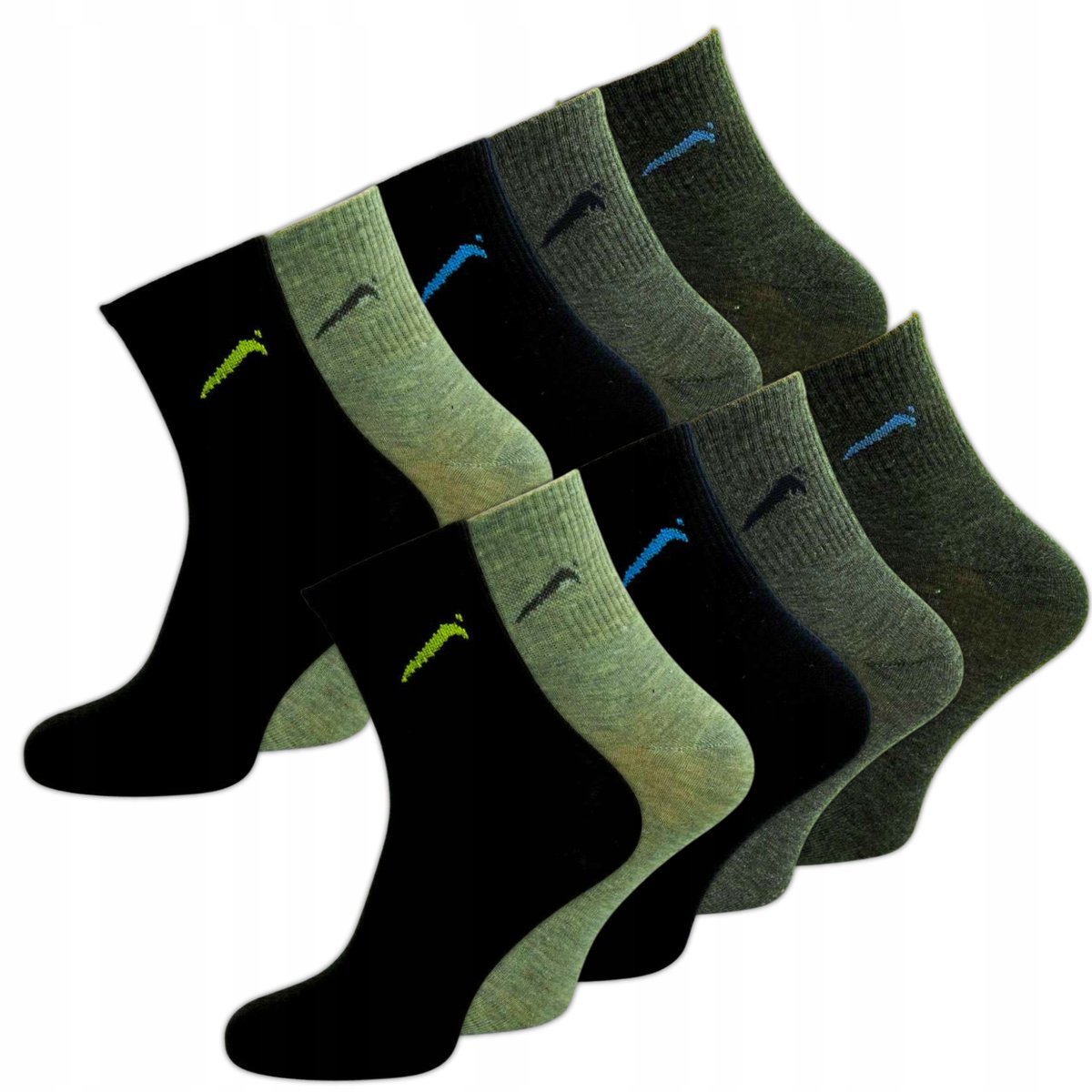 SKARPETY MĘSKIE BAWEŁNA DŁUGIE SKARPETKI ZA KOSTKE ZESTAW 10 PAR 40-42