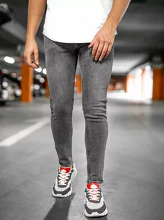 Czarne spodnie jeansowe męskie skinny fit Denley R925-1 - Spodnie męskie - miniaturka - grafika 1