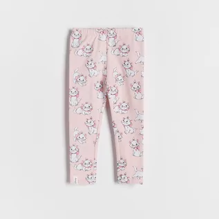 Spodnie i spodenki dla dziewczynek - Reserved Bawełniane legginsy Arystokraci - Różowy - grafika 1