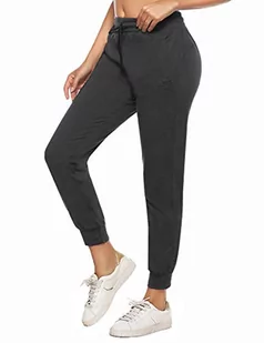 iClosam Spodnie Dresowe Damskie Casual Paski Bawełniane Jogger Jogger Spodnie Spodnie Spodnie Z Kieszeniami Wiosna Lato, Ciemny szary-2, S - Spodnie sportowe damskie - miniaturka - grafika 1