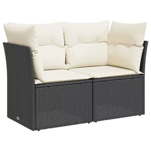 Sofa ogrodowa z poduszkami, 2-osobowa, czarna, polirattan Lumarko! - Sofy ogrodowe - miniaturka - grafika 3