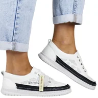 Sneakersy damskie - DAMSKIE SNEAKERSY PÓŁBUTY SPORTOWE TRAMPKI ZE SKÓRY EVENTO 4636 BIAŁO GRANATOWE - miniaturka - grafika 1