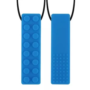 Gryzak Logopedyczny Terapeutyczny Naszyjnik Klocek Niebieski - Zabawki sensoryczne - miniaturka - grafika 1