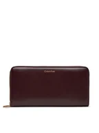 Portfele - Calvin Klein Duży Portfel Damski Ck Large Zip Around LV04F1093G Bordowy - miniaturka - grafika 1