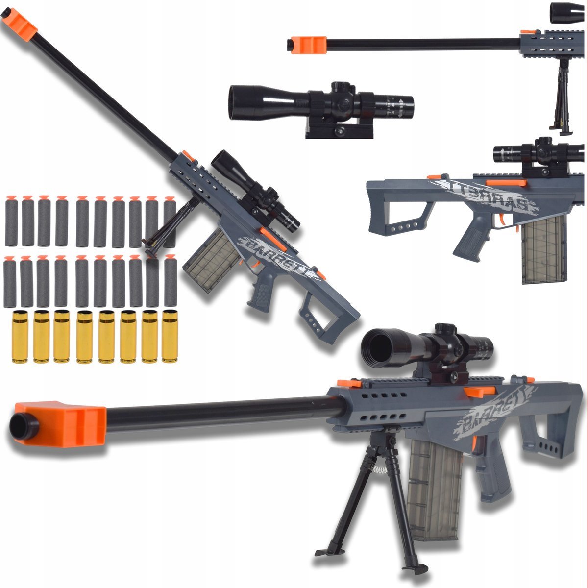 DUŻY KARABIN NA STRZAŁKI PIANKOWE ŁUSKI SNAJPERKA ZABAWKA DLA DZIECI ZESTAW
