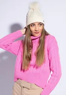 Czapki damskie - Damska czapka z szerokim splotem warkoczowym - miniaturka - grafika 1