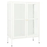 Komody - vidaXL Szafka boczna biała 75x35x105 cm stal i szkło 336071 - miniaturka - grafika 1