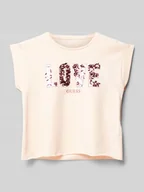Koszulki dla dziewczynek - T-shirt z cekinowym obszyciem - miniaturka - grafika 1