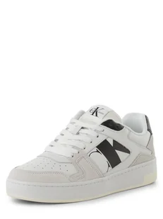 Calvin Klein Jeans - Tenisówki damskie z dodatkiem skóry, beżowy|biały|wielokolorowy - Trampki damskie - miniaturka - grafika 1