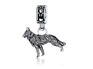 Pandora Valerio.pl Rodowany srebrny wiszący charms koralik wilk wolf srebro 925 BEAD171 BEAD171 - Charmsy - miniaturka - grafika 1