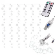 Oświetlenie świąteczne - Lampki LED kurtyna girlanda druciki 3x3m 300LED zimny biały pilot USB - miniaturka - grafika 1