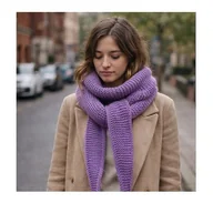 Apaszki i szaliki damskie - Duży ręcznie robiony ciepły szalik komin otulacz Sophie z wełną merino - miniaturka - grafika 1