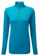 Bluzy sportowe damskie - RONHILL Bluza biegowa damska TECH PRISM 1/2 ZIP TEE niebieska - miniaturka - grafika 1