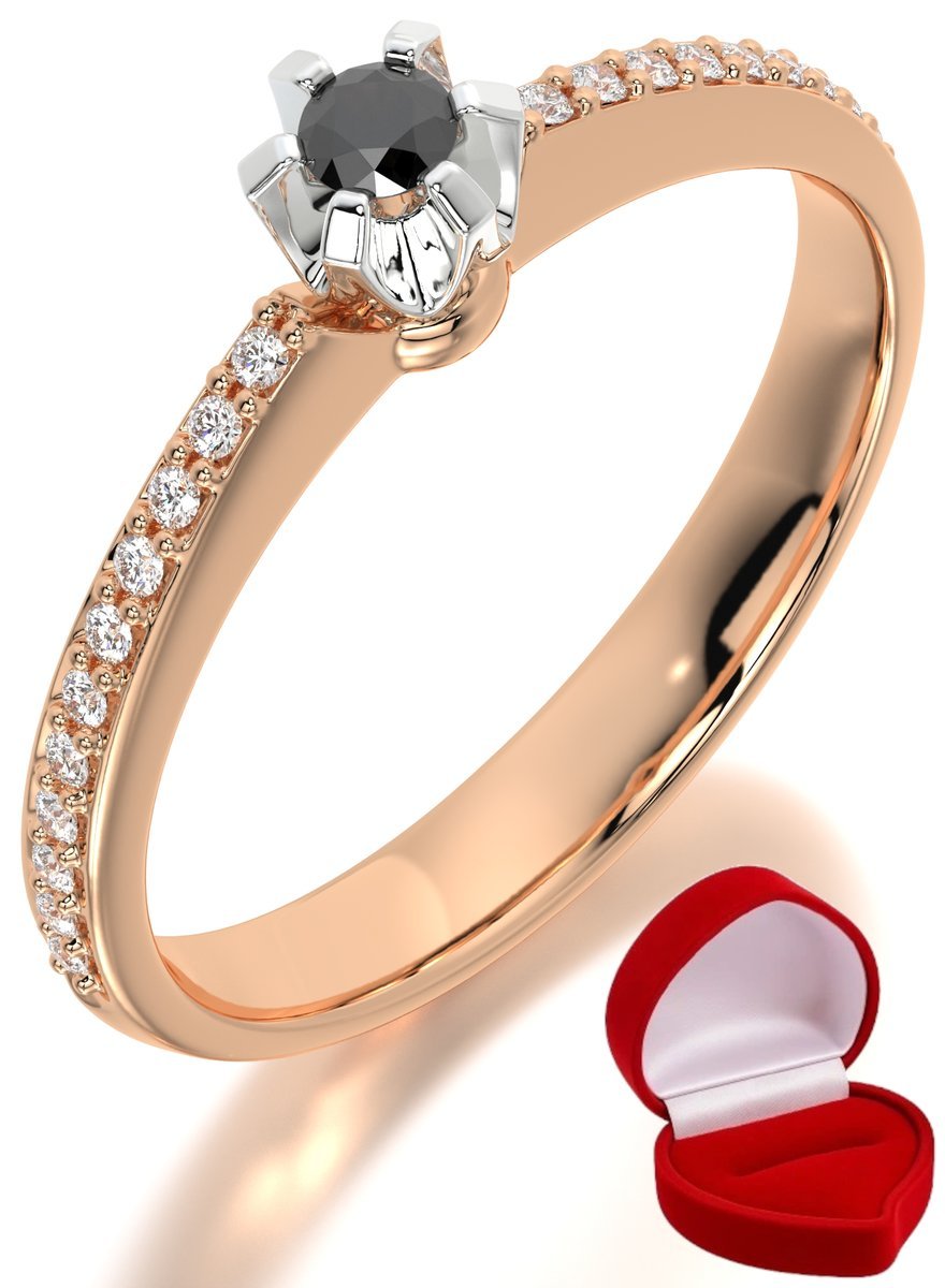 ZŁOTY PIERŚCIONEK ZARĘCZYNOWY 585 14k BRYLANT CZ. 0,06 ct RÓŻOWE ZŁOTO R8
