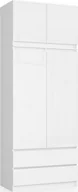 Szafy - Fabryka Mebli Akord SZAFA Z NADSTAWKĄ S 90 cm 2 DRZWI 2 SZUFLADY BIAŁA / BIAŁY POŁYSK - miniaturka - grafika 1
